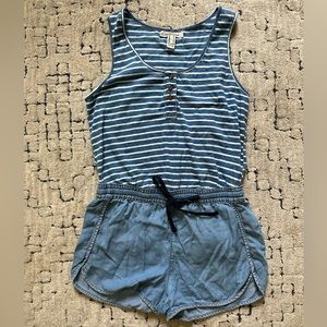 Forever 21 sleeveless blue striped romper